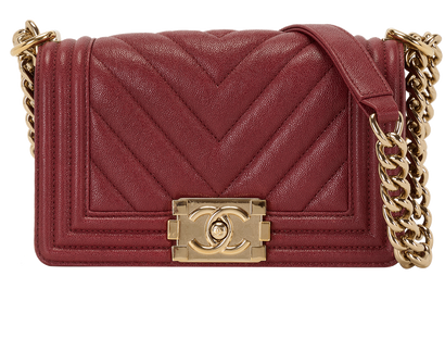 Small Boy, &pound;1,950, Handbags, Burgundy, Caviar Leather, Front view